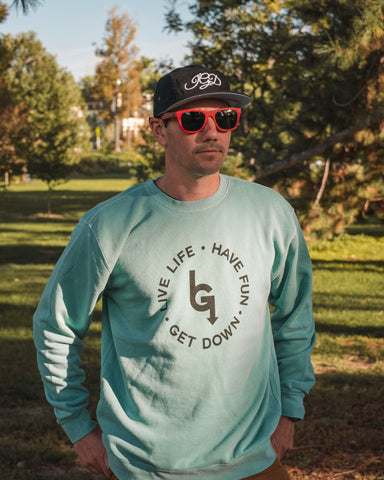The Carpe Diem Crewneck Sweatshirt - Seafoam/Black